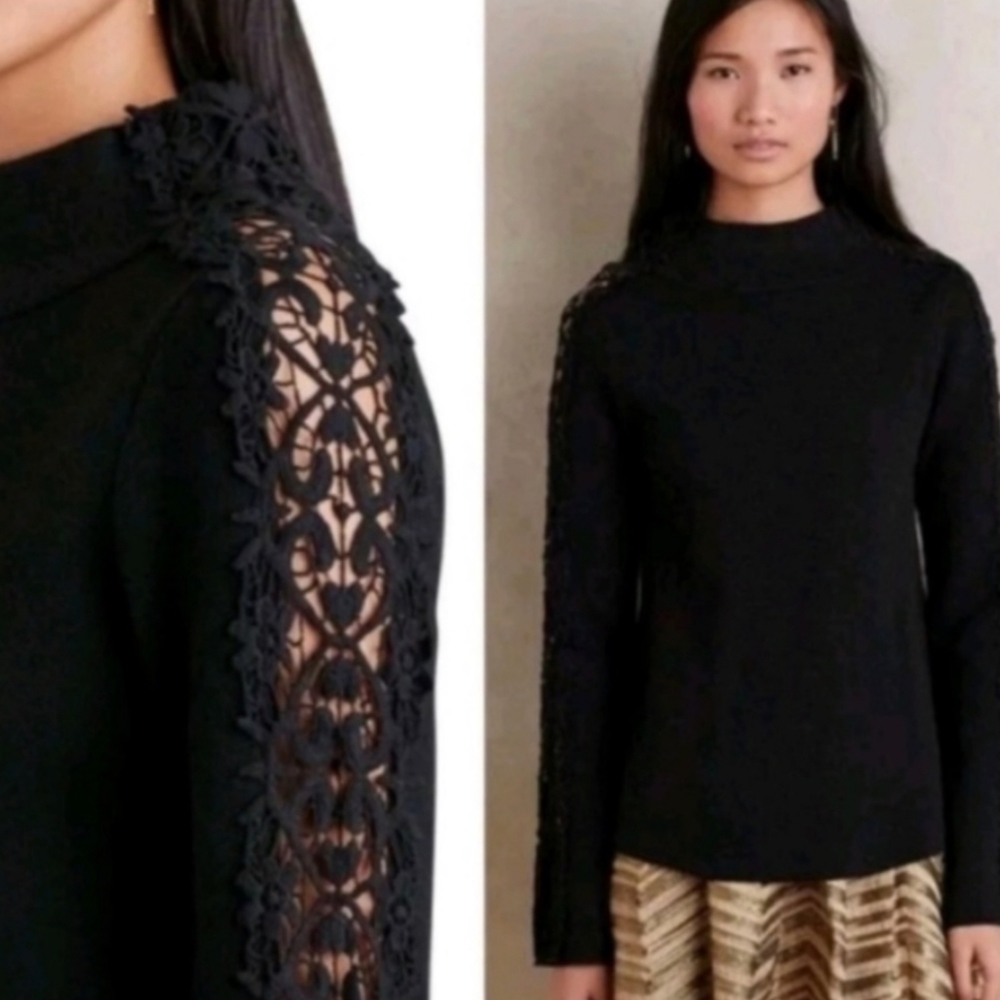 Anthropologie Knitted & Knotted Mock Neck Cashmere Sweater